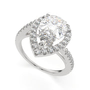 Paloma Pear Cut Pave Halo Engagement Ring Setting - Nivetta